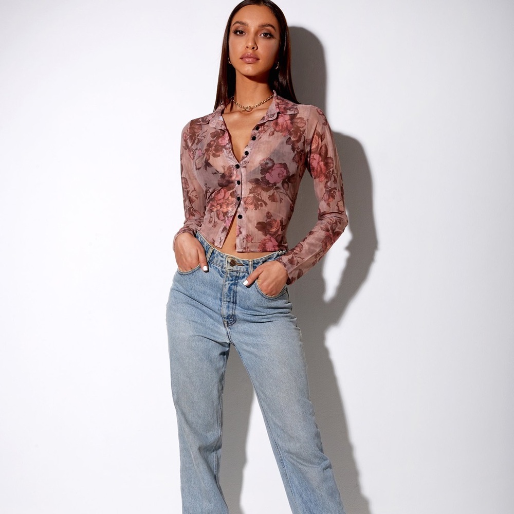 Motel sheer collared shirt